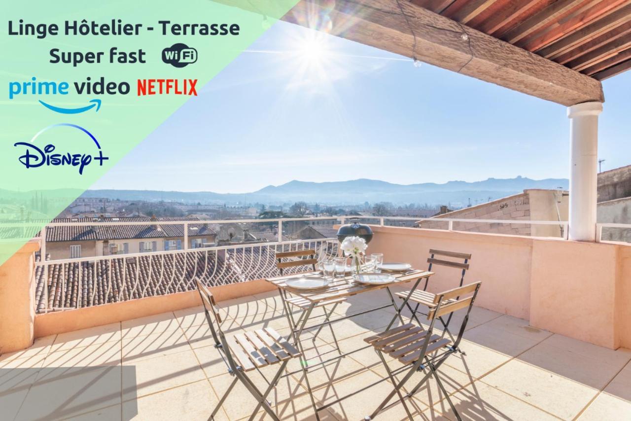 Mont Ventoux - Terrasse - Vue Degagee - Linge De Qualite - Fibre - Confort Gardanne Exteriör bild